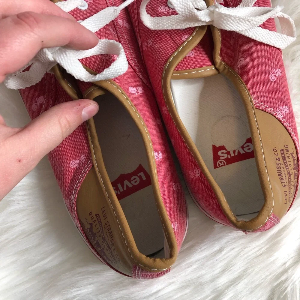 Women's Pink and White Levi's Bicycle Lace Up Shoes - Picture 5 of 7